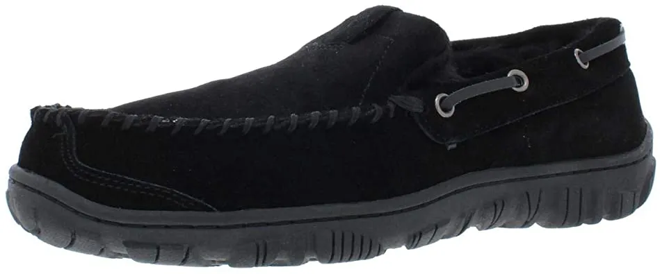 Clarks Venetian Black Suede Fur Lined Slip On Casual Loafer Moccasin Slippers Wide