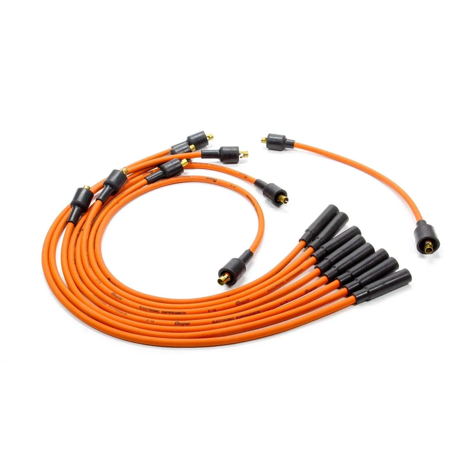 MOPAR PERFORMANCE Carbon Suppressed Core Spark Plug Wire Set Orange OEM Boots Socket Style - Small Block Mopar